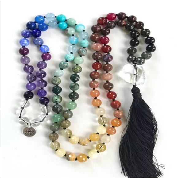 Earth Art hand crafted artisan Jewelry - 💫Reiki Charged Chakra mixed Gemstone Mala